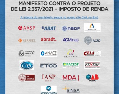 Entidades publicam manifesto que rejeita mudanças prevista no PL 2.337/2021