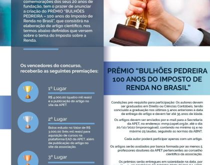 Prêmio Bulhões Pedreira - 100 Anos Do Imposto De Renda No Brasil