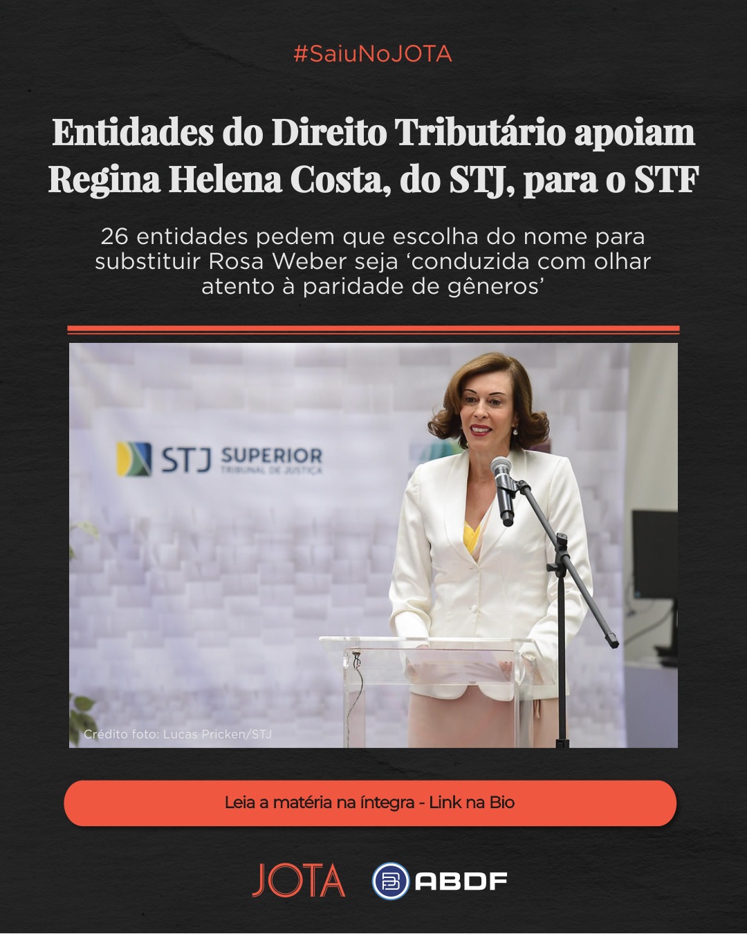 Manifesto em apoio à nomeação da ministra Regina Helena Costa para a vaga que será aberta no STF