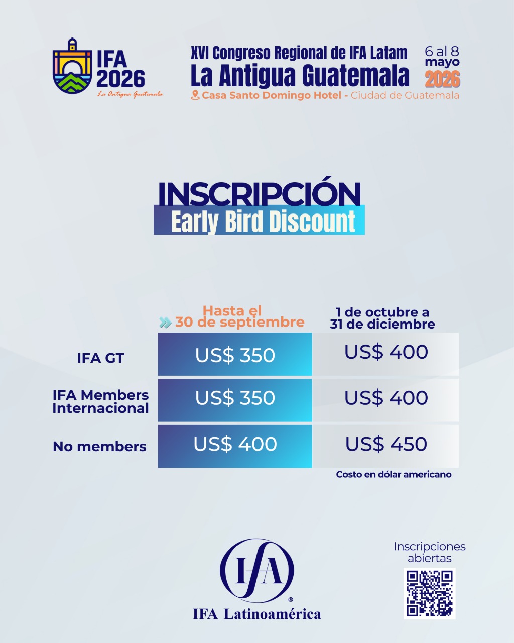 Early Bird estendido para o Congresso IFA Latam 2026 na Guatemala